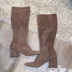 Steve Madden Hero Beige Block Heel Tall Boots